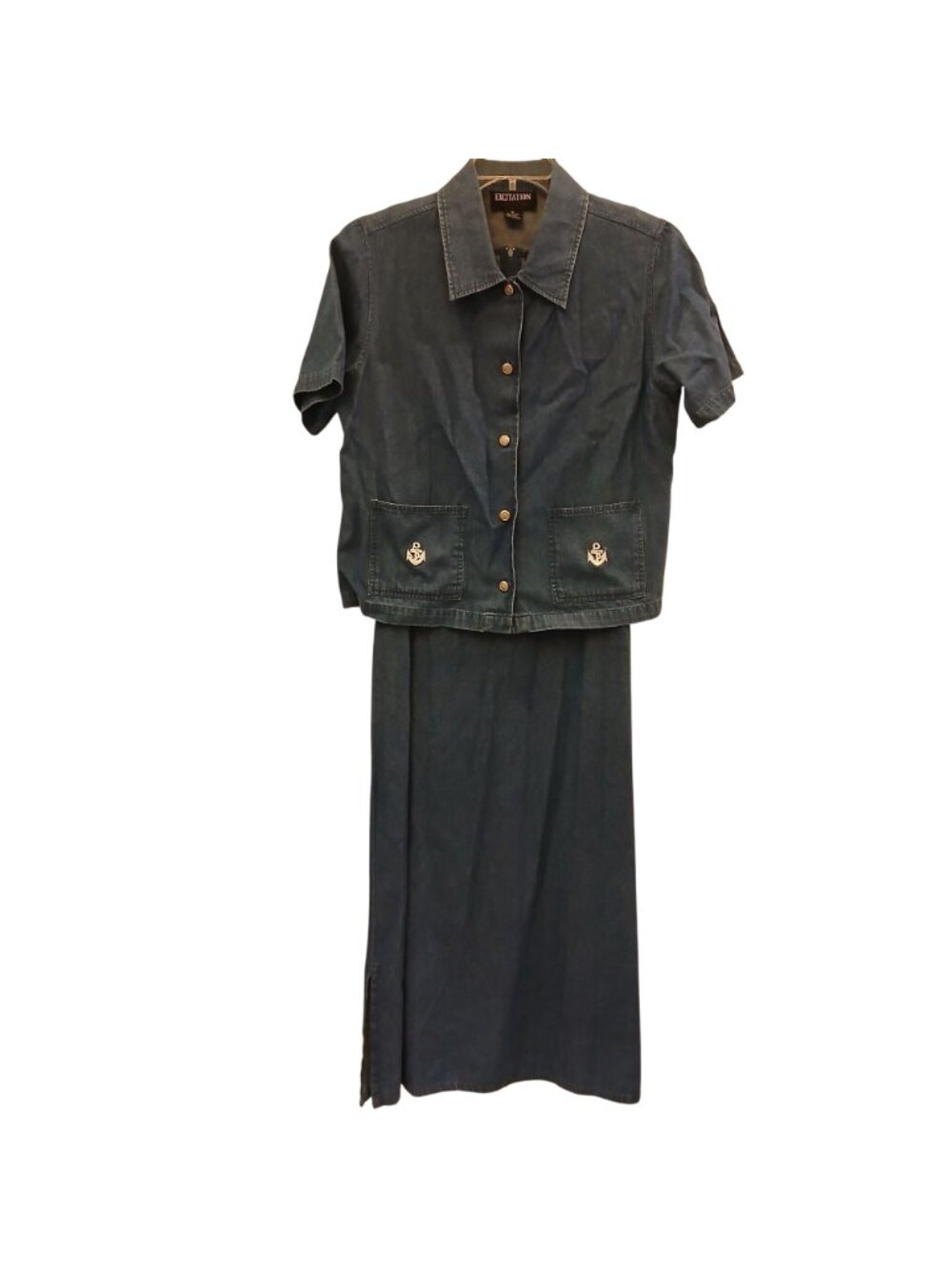 Excitation Womens Sz M Denim 2-Pc Set Sleeveless Back Zipper Dress w/ Jacket C17 - Picture 12 of 12